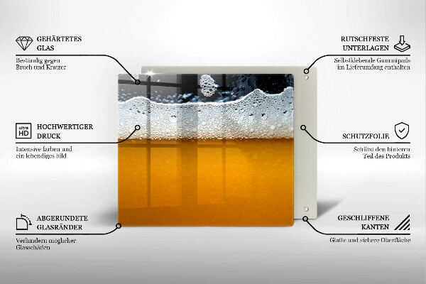 Steklena podloga za rezanje Pijte pivsko peno