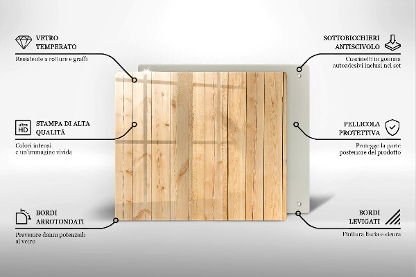 Steklena podloga za rezanje Občutljive lesene deske