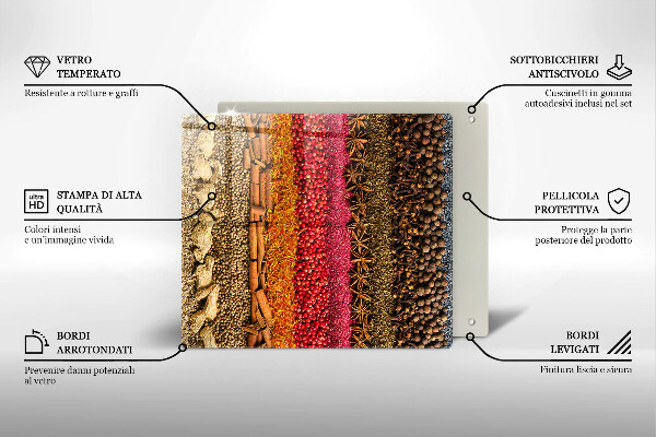 Steklena podloga za rezanje Pisane začimbe
