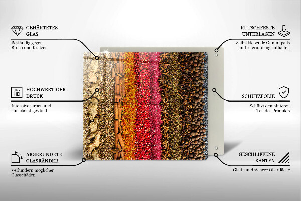 Steklena podloga za rezanje Pisane začimbe