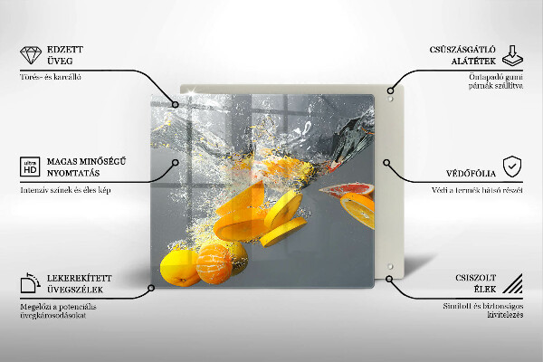 Steklena podloga za rezanje Limone v vodi
