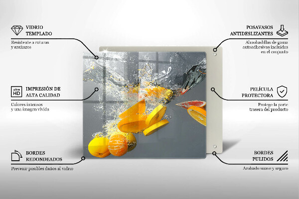 Steklena podloga za rezanje Limone v vodi
