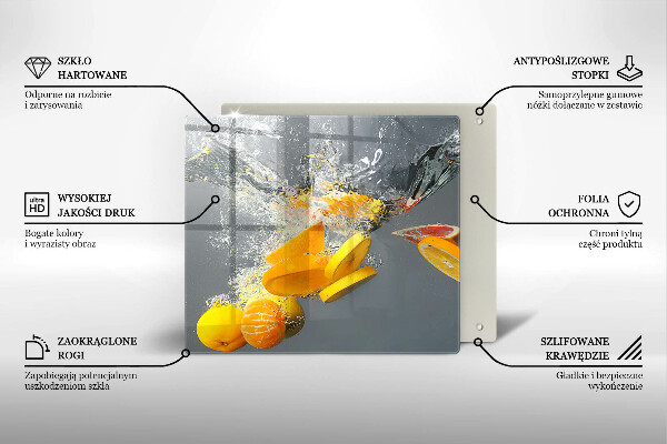 Steklena podloga za rezanje Limone v vodi