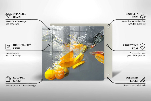 Steklena podloga za rezanje Limone v vodi