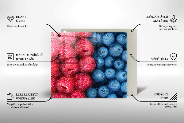 Steklena podloga za rezanje Plodovi malin in borovnic