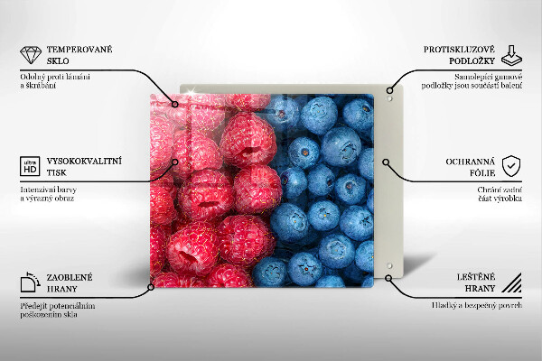 Steklena podloga za rezanje Plodovi malin in borovnic