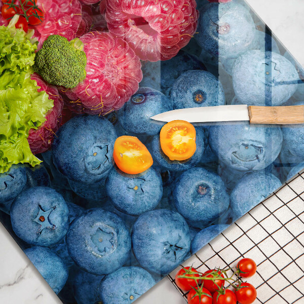 Steklena podloga za rezanje Plodovi malin in borovnic