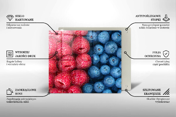 Steklena podloga za rezanje Plodovi malin in borovnic