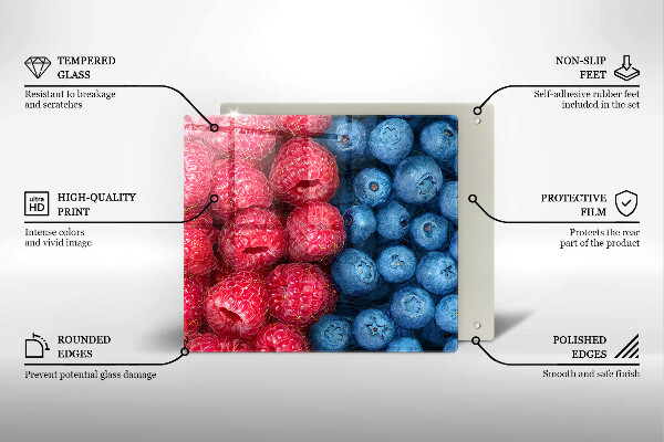 Steklena podloga za rezanje Plodovi malin in borovnic