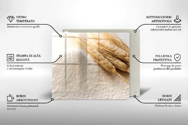 Steklena podloga za rezanje Moka in klasje