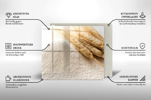 Steklena podloga za rezanje Moka in klasje