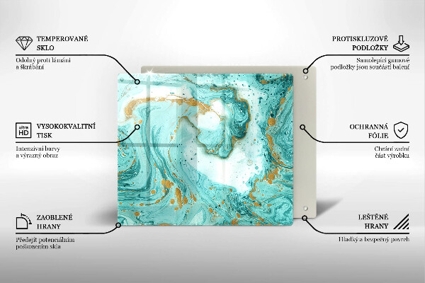 Steklena podloga za rezanje Modra abstrakcija