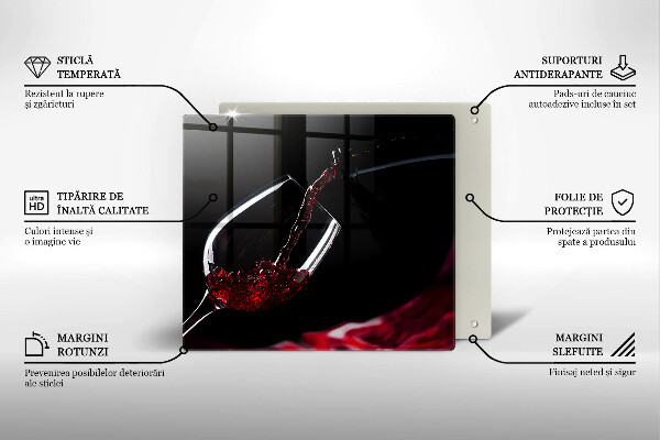 Steklena podloga za rezanje Kozarec rdečega vina