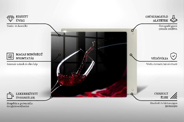 Steklena podloga za rezanje Kozarec rdečega vina