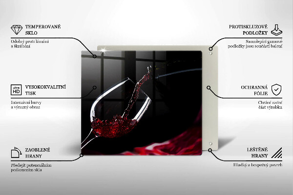 Steklena podloga za rezanje Kozarec rdečega vina