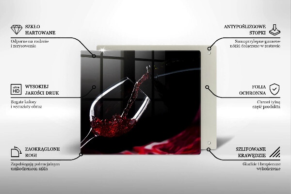 Steklena podloga za rezanje Kozarec rdečega vina