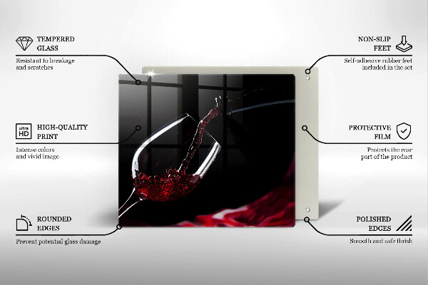 Steklena podloga za rezanje Kozarec rdečega vina