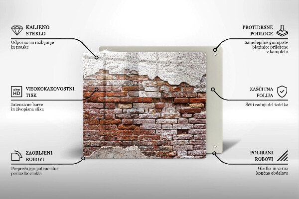 Steklena podloga za rezanje Stara opečna in betonska stena
