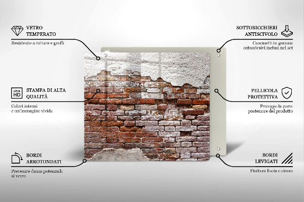 Steklena podloga za rezanje Stara opečna in betonska stena