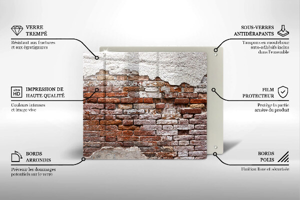 Steklena podloga za rezanje Stara opečna in betonska stena