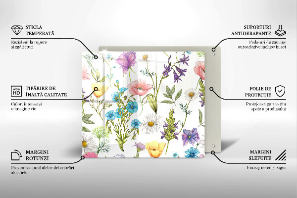 Steklena podloga za rezanje Ilustracija rož