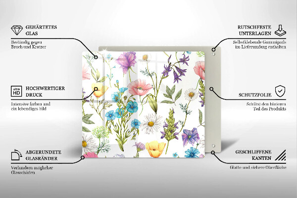 Steklena podloga za rezanje Ilustracija rož