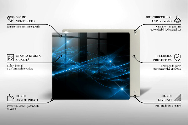Steklena podloga za rezanje Abstraktni modri dim