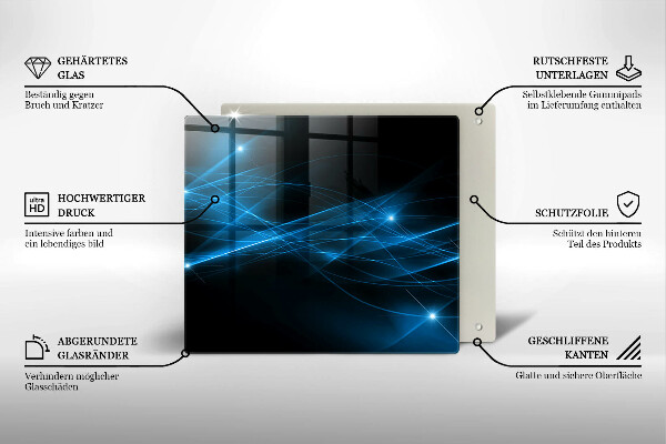Steklena podloga za rezanje Abstraktni modri dim