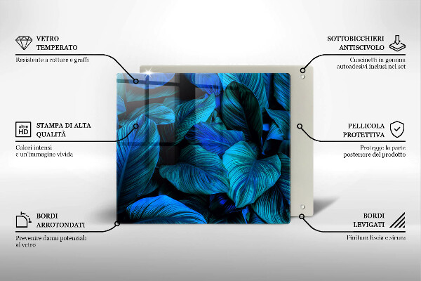 Steklena podloga za rezanje Listi vegetacije v džungli