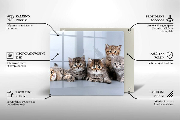 Steklena podloga za rezanje Sladki mali mucki