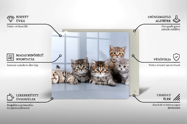 Steklena podloga za rezanje Sladki mali mucki