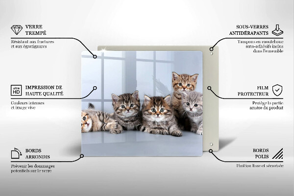 Steklena podloga za rezanje Sladki mali mucki