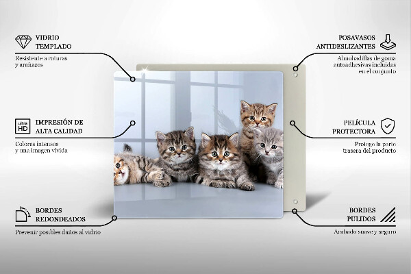 Steklena podloga za rezanje Sladki mali mucki