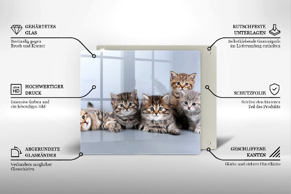 Steklena podloga za rezanje Sladki mali mucki