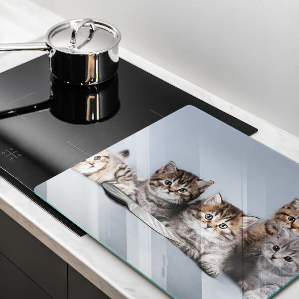 Steklena podloga za rezanje Sladki mali mucki