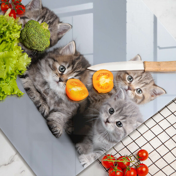 Steklena podloga za rezanje Sladki mali mucki