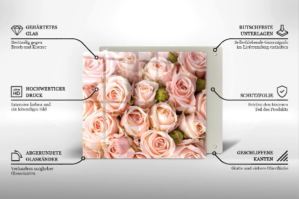 Steklena podloga za rezanje Šopek nežnih vrtnic