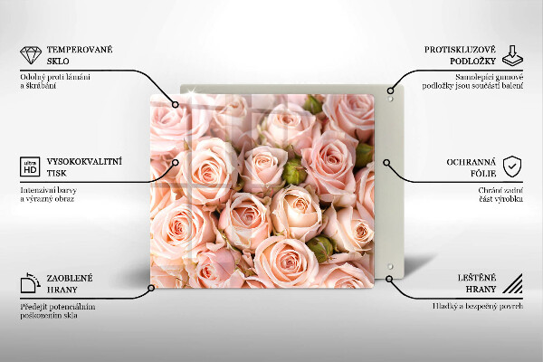 Steklena podloga za rezanje Šopek nežnih vrtnic