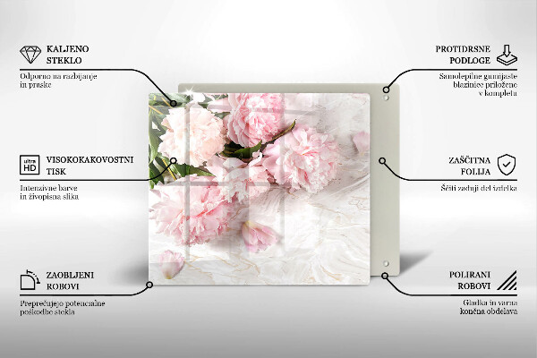 Steklena podloga za rezanje Nežni cvetovi vrtnic