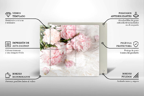 Steklena podloga za rezanje Nežni cvetovi vrtnic