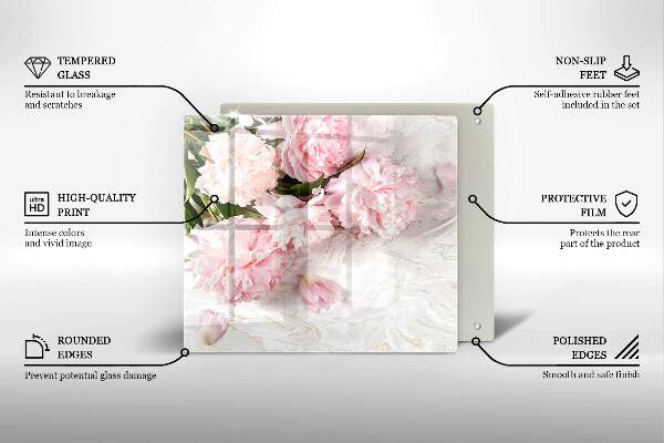 Steklena podloga za rezanje Nežni cvetovi vrtnic