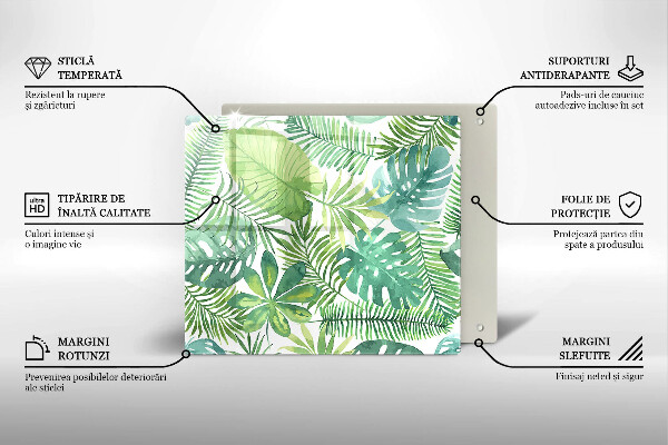 Steklena podloga za rezanje Akvarelni boho listi