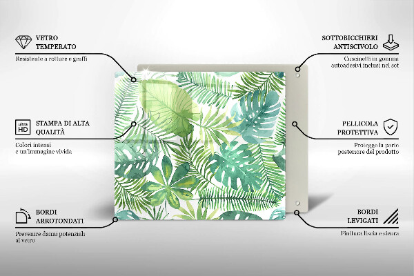 Steklena podloga za rezanje Akvarelni boho listi