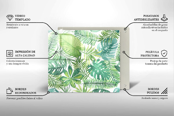 Steklena podloga za rezanje Akvarelni boho listi