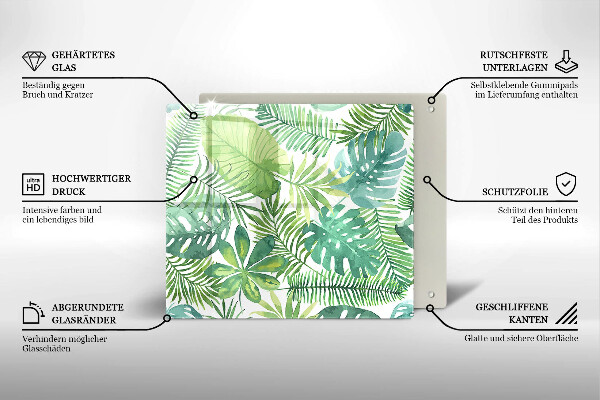 Steklena podloga za rezanje Akvarelni boho listi