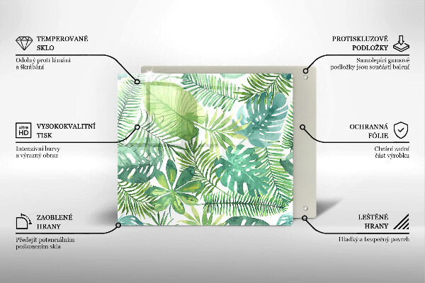 Steklena podloga za rezanje Akvarelni boho listi