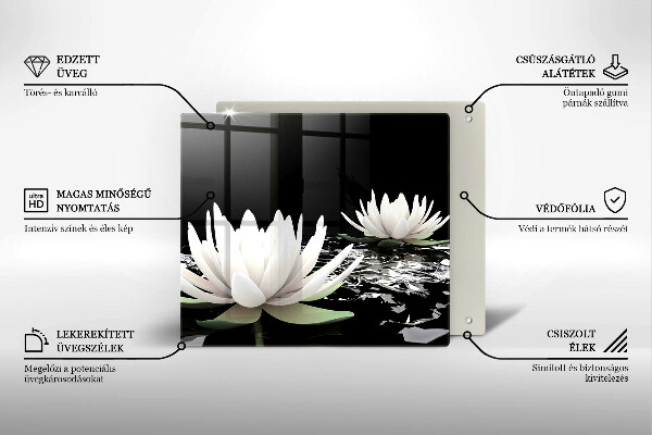 Steklena podloga za rezanje Bele lilije na vodi
