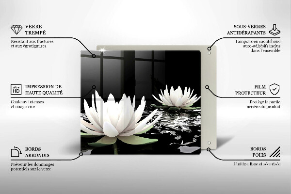 Steklena podloga za rezanje Bele lilije na vodi
