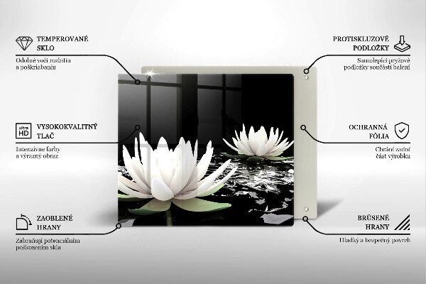 Steklena podloga za rezanje Bele lilije na vodi