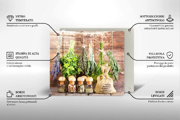 Steklena podloga za rezanje Zelišča začimbe in les